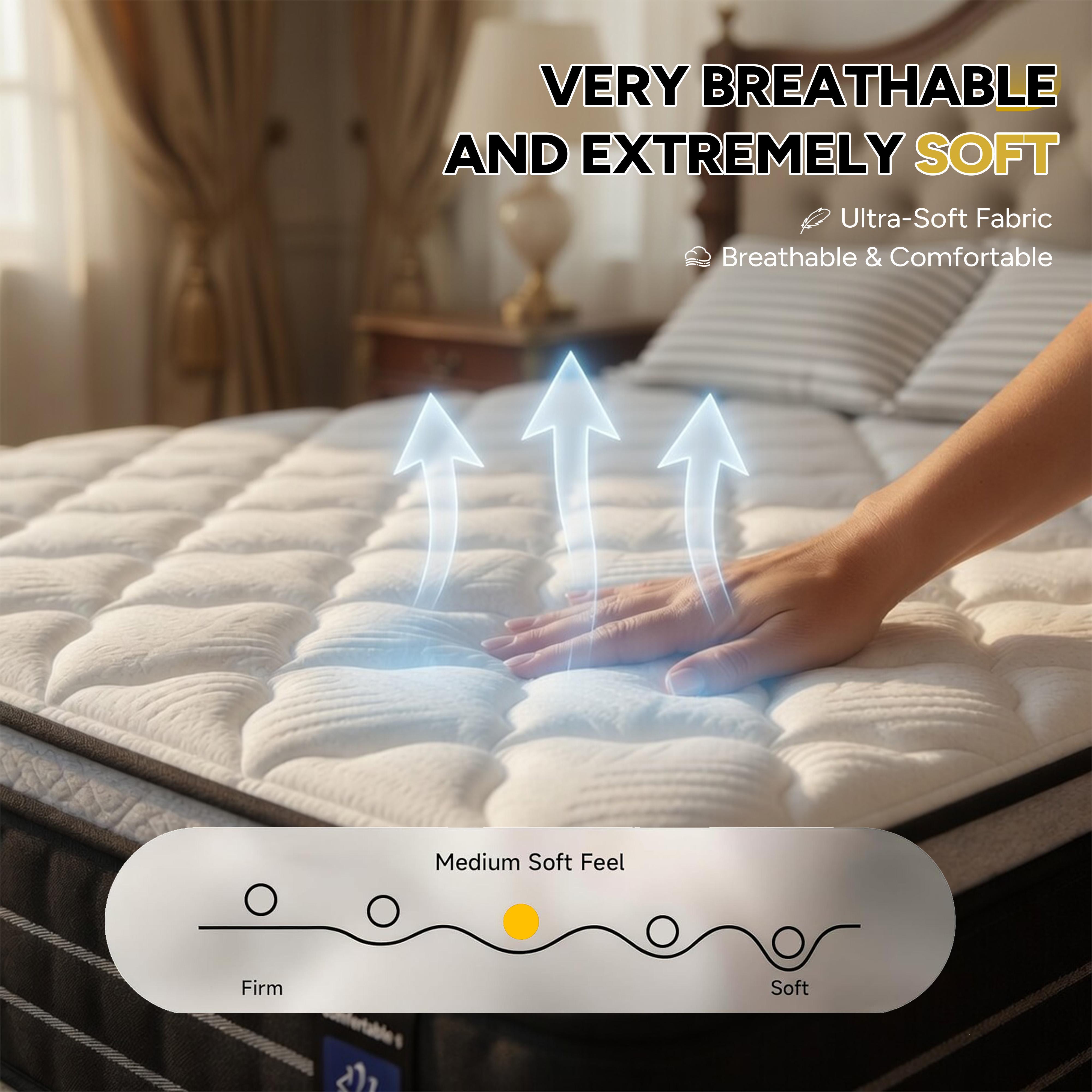 【Summervibes】 Hibrid mattress 12,14 Inch Queen Mattress King, Twin, Full Mattress, Equipped with Individually Wrapped Pocket Springs in a Box.