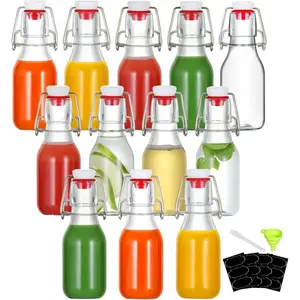 12 Pack 4oz Swing Top Glass Bottles,Small Flip Top Glass bottles with airtight Caps for Home Brewing,Kombucha,2nd Fermentation,Kefir,Beverages,Soda,Oils,Vinegar,Limoncello,Vanilla extract