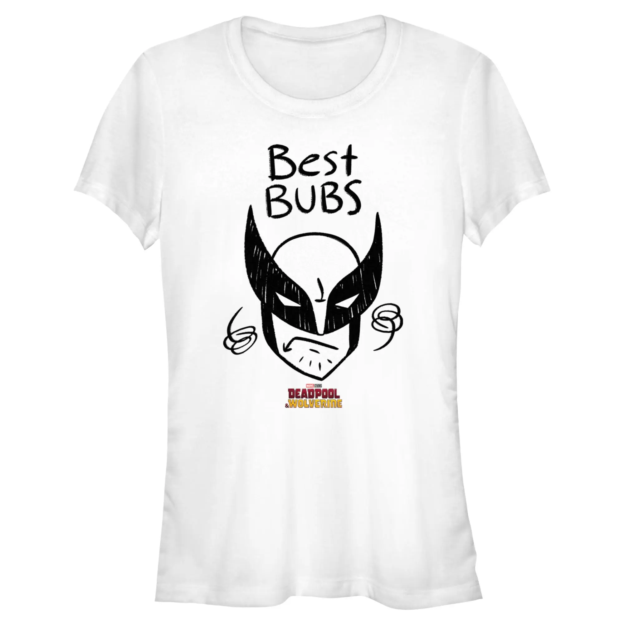 Junior's Marvel: Deadpool & Wolverine Best Bubs Sketch Portrait T-Shirt