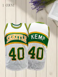 Men's #40 Stitched Basketball Jersey - Loose Fit Breathable Sportswear with Seattle Lettering & Number 40, All-Season Casual & Game Day Shirt for Outdoor Sports, Streetwear, Parties
