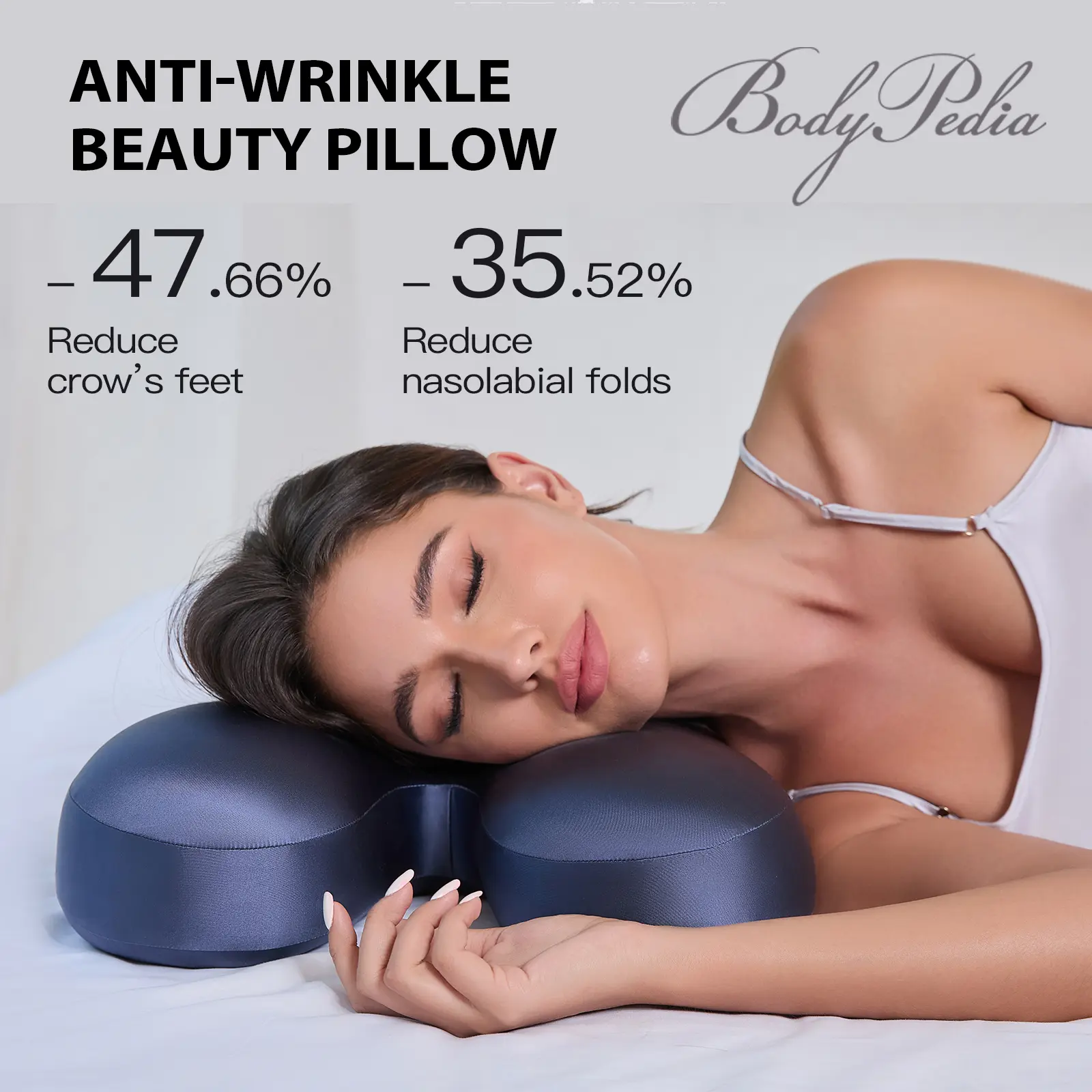 BodyPedia Indigo Blue Beauty Pillow – Ergonomic Memory Foam Pillow for Anti-Wrinkle Sleep & Neck Support, Soft and Odorless for Everyday Comfort, mellow cloud pillow, pillows for sleeping