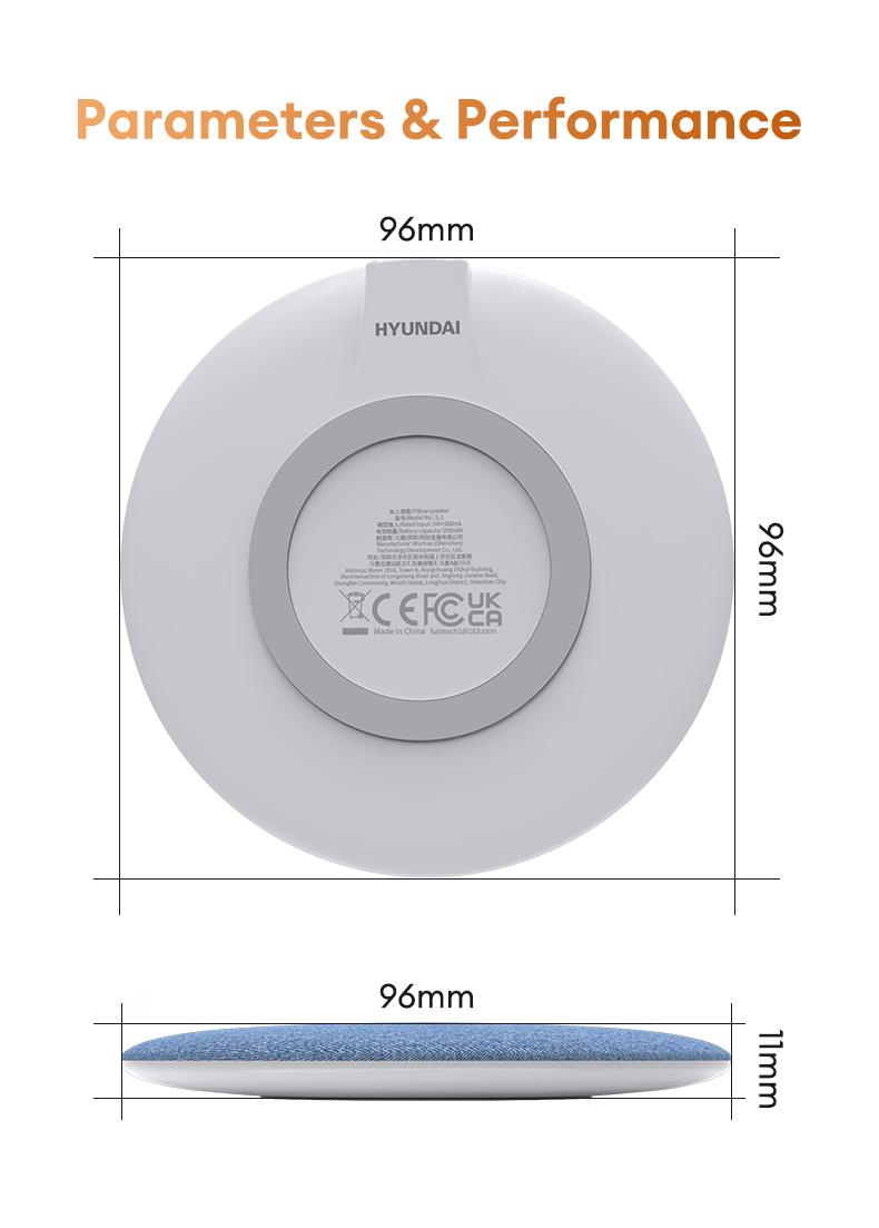 HYUNDAI S1 Ultra-Thin Bluetooth Pillow Speaker with Bluetooth 6.0, Soft Immersive Sound Field, Pillow CD Player for Bedtime Music & Audiobooks, Headphone-Free Sleep Speaker, Compatible with Android & iOS