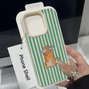 Striped Funny Cat UV Print Phone Case, Soft Tpu Protection for iPhone 17 16 15 14 13 12 11 Pro Max Samsung Series, Fashion Gift