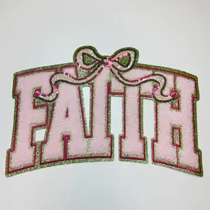 10.75 ” Faith w/ Bow - Chenille Patch