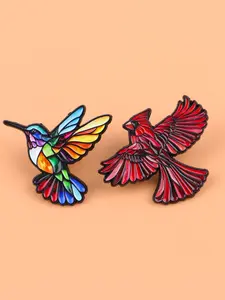 2pcs/set Cute Cartoon Animal Brooch , Colorful Bird Pins, Durable Metal Pins for Bags Jackets Hats, Perfect Gift for Friends, All Season Accessory