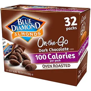Blue Diamond Almonds Dark Chocolate Cocoa Dusted Snack Nuts, 100 Calorie Packs, (Pack of 1, 32 Count Toal)