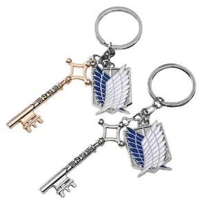 Anime Attack On Titan Keychain Shingeki no Kyojin Scouting Legion Emblem Pendant Key Chain for Women Men Cosplay Jewelry Gift