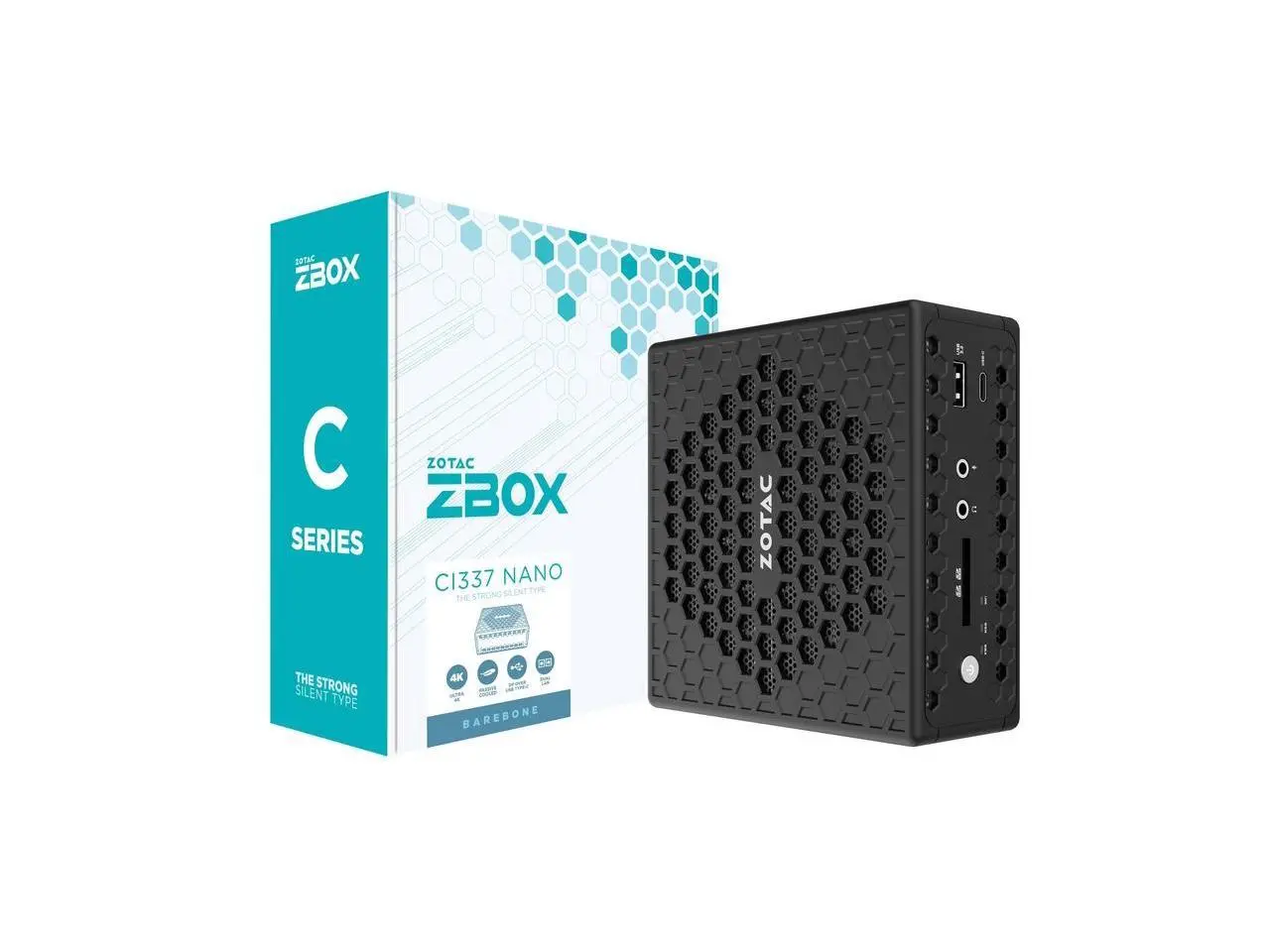 ZOTAC ZBOX CI337 NANO Fanless Silent Mini PC Intel Processor N100, Intel UHD Graphics, HDMI, DisplayPort , No Memory/Storage/OS Barebones System, ZBOX-CI337NANO-U