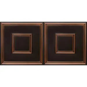 From Plain To Beautiful In Hours Town Square 2 ft. x 4 ft. PVC Glue-Up or Lay-In Faux Tin Ceiling Tile - #208 - (Pack of 10) / 80 sqft