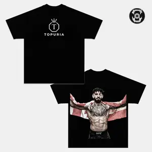 Ilia Topuria El Matador Double Sided Graphic Tee, UFC MMA Fighter T-Shirt, Georgian & Spanish Flag Fighter Portrait Shirt, Crown Logo Tee, Vintage Fight Night Fan Merch, Cotton Streetwear Top, Gift for UFC Fans