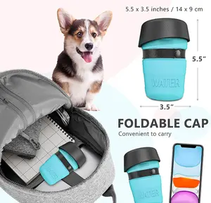 YoPetMax Dog Water Bottle Portable Dispenser Foldable 2-In-1 Design Lightweight BPA Free