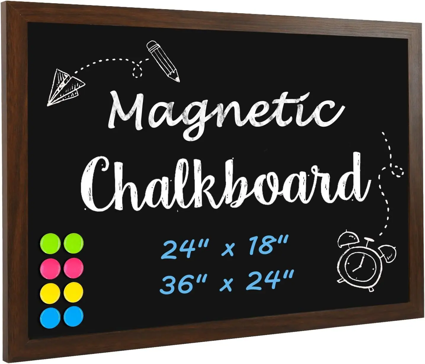 Chalk Board 2" x 36",  Large Chalkboard for Wall Rustic Blackboard Hanging Chalkboards Sign Menu Board for Kitchen Decor Office Home School  Markers 8 , Brown