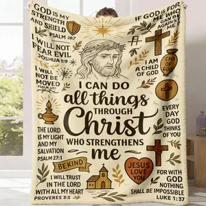 Christian-themed fleece blanket, expressing faith. Super soft, warm and comfortable. An ideal gift. Suitable for anniversary, festival, birthday party gifts, and household items.