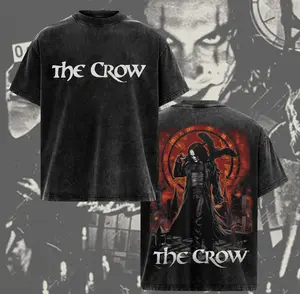 Oversized Vintage Washed “The Crow” Gothic Tee – Dark Angel Streetwear Graphic Shirt, thecrow, gothicstreetwear, vintagetee, acidwashedtee, darkfashion