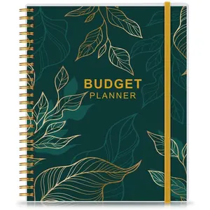 Budget Planner - Monthly Budget Book with Expense Tracker Notebook, Undated 12 Month Bill Organizer & Finance Planner to Manage Your Money, Account Book with Colorful Tabs, 8" x 9.5", Green Leaf