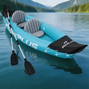 2 Person Inflatable Tandem Kayak, Heavy Duty Reinforced PVC, Aluminum Paddles & Foot Pump, 352LBS Capacity for Lake River Fishing Touring summervibes