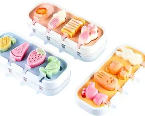 Pack, Mini Popsicle Molds for Kids Baby Cute Shapes Silicone Popsicle Molds BPA Free Reusable Ice Cream Mold Popsicle Maker Homemade DIY Set (Pineapple&Paws&Cartoon)