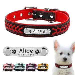 Engraved Leather Padded ID Dog Collar (Any size Dog)