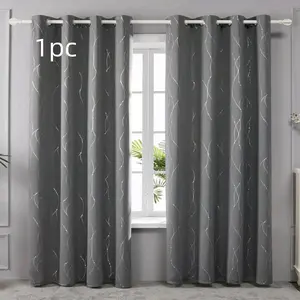1pc Blackout Curtains with Printed Patterns & Eyelets, Noise-Reducing Thermal Insulation Panels for Living Room Bedroom Modern Elegant Style, Thermal Insulated Curtain