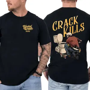 Crack Kills T-Shirt, Funny Plumber Toilet Repair Graphic, Blue Collar Humor Graphic Shirt for Plumbers & Maintenance Workers, Gift for Plumbing Technicians or Tradesmen