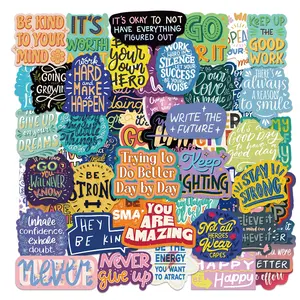 50pcs Motivational Positive Quotes Stickers Pack, Waterproof Self Love Text Decals for Laptop, Water Bottle, Journal & Scrapbook, Inspirational Gift