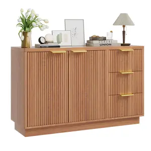 【Christmas Gift】47 in Modern Sideboard Buffet Cabinet with 3 Drawers and 2 Door Storage Wood Buffet Table