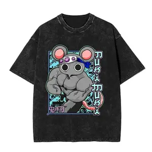 valentine shirts Demon Slayer Vintage Washed T Shirt Sports Cotton Comfortable Oversized Y2k T-Shirt Men Women Hip Hop Oversized Cotton T-shirts Distressed Festive