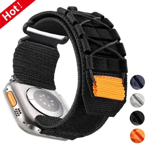 Nylon sports strap for Apple Watch Ultra&ultra2 49mm 10 46mm 9 8 7 45mm 6 5 4 44mm 3 2 1 42mm replacement band  Braided Watch Band Wearable Electronic