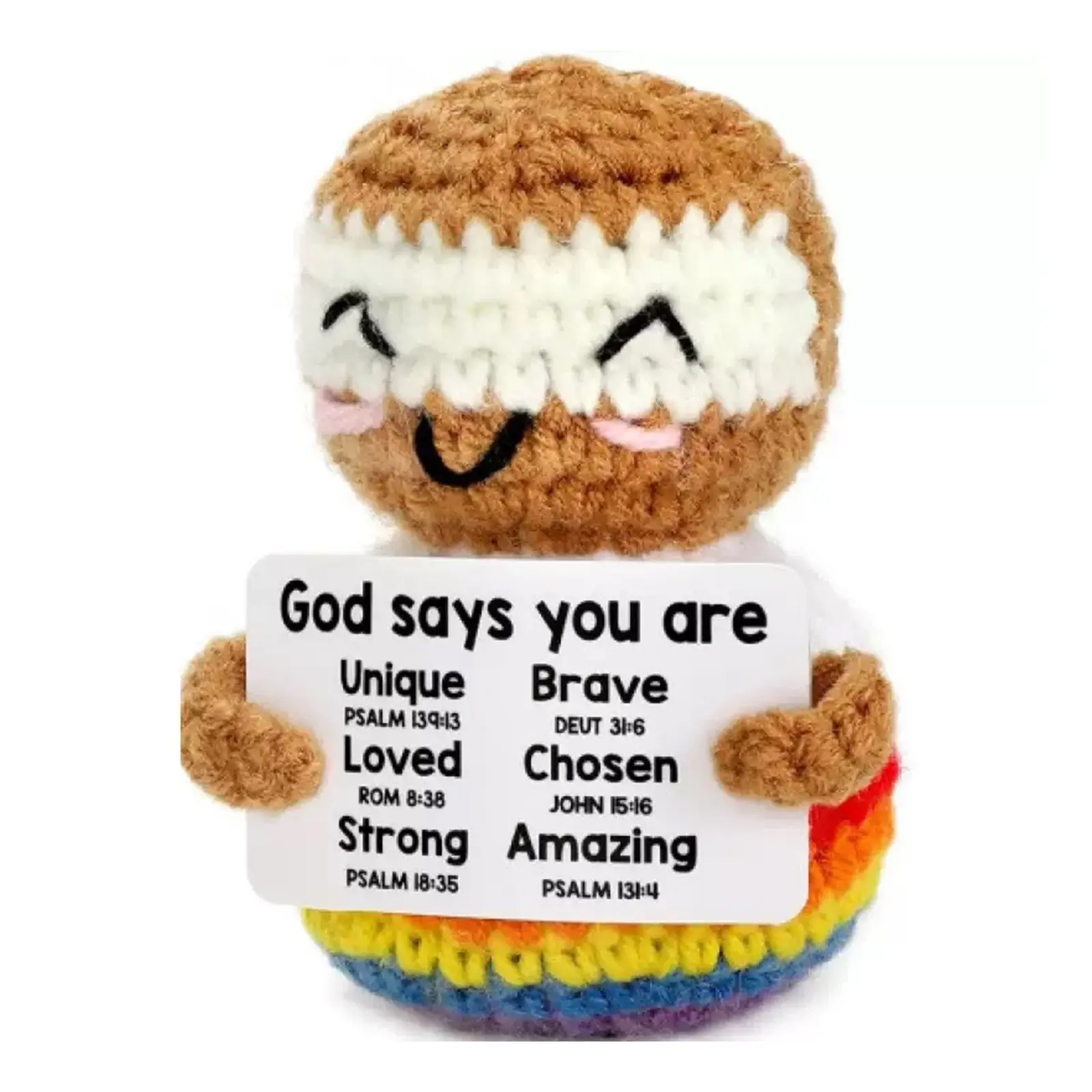 Hand Crocheted God's Word Encouragement Doll - Biblical Affirmation Plush with Scripture Verses, Unique Christian Gift for Faith, Hope, and Daily Inspiration