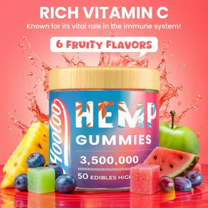 Hemp Gummies for Adults, 6 Fruity Flavors for Deep Bedtime, Relax, Hemp Gummy Infused Vitamins and Omega 3, Made in USA
