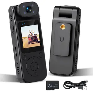 Body Cameras with Audio and Video Recording: Rechargeable Body Cam with 180° Rotatable Lens, 1920*1080P Bodycam, 5Hrs Recording, Night Vision, Wearable Camera for Security, Delivery, Running, Cycling, Sport Camera + 64G TF Card