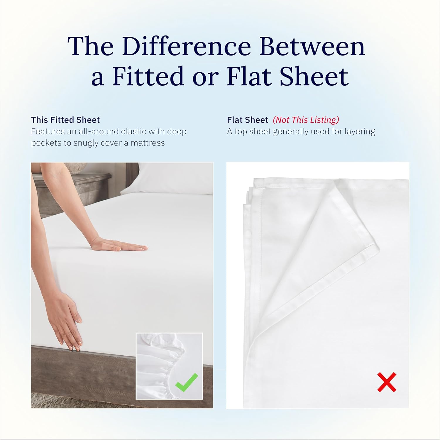 Luxury Cooling Fitted Sheet – 100% Egyptian Micro Cotton, 400 Thread Count Sateen Weave, Deep Pocket 25cm, Breathable Soft Bed Sheet, Anti-Wrinkle Elastic Mattress Cover