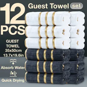 12-Piece Decorative Winter Thick Guest Towels, Modern Simple Bathroom Set, Strong Absorbent Quick Dry Microfiber, Reusable Polyester Towel