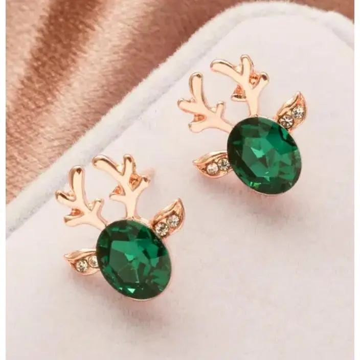 Green Reindeer Earrings