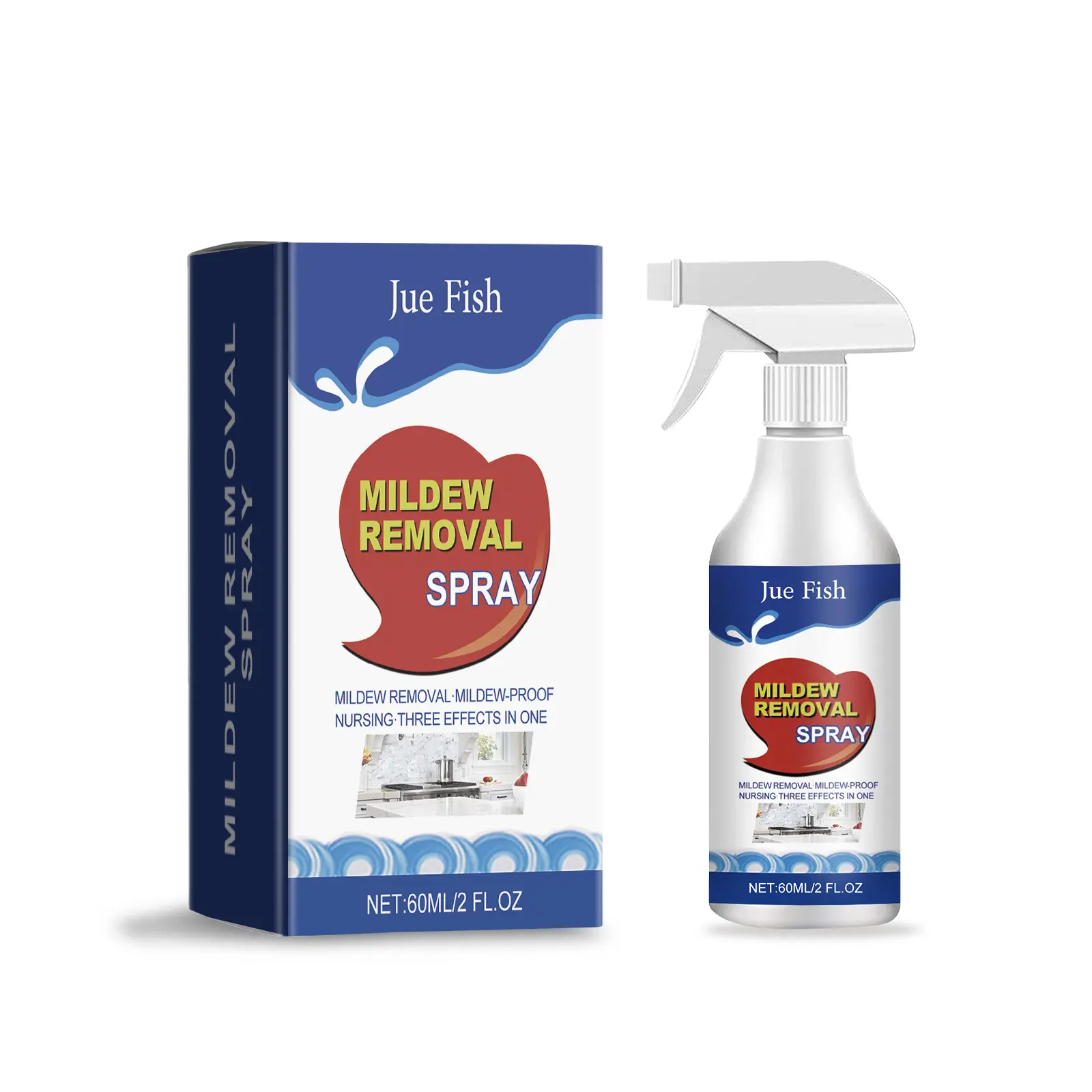 Jue-Fish Mold Remover Spray, Mildew Cleaner for Walls, Toilets & Sinks