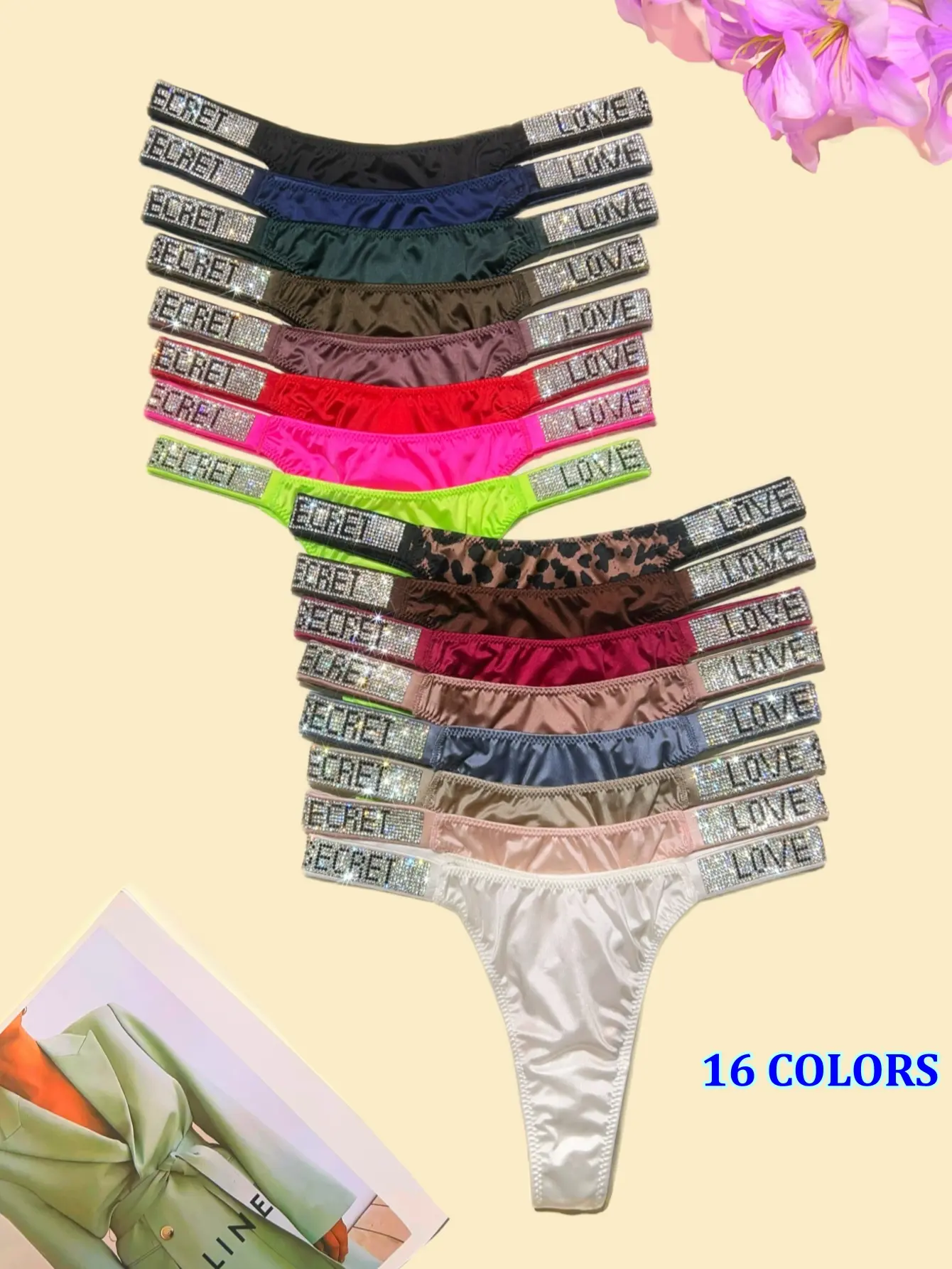 Love Secret Design 3-6 Packs Sparkling A+ Class Rhinestone Thongs/T-back/Briefs  Nylon Spandex Cotton High Quality Comfortable Fresh Underwear for Daily Life Sports Four-Season Multi-Pack Fashion Print Crystal Seamless Womenswear