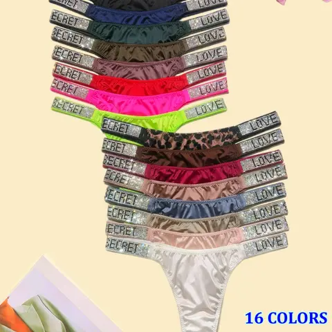3~6 packs Women's shining & sparkling A+rhinestone thongs / briefs (2 style to choose 6~10 colours),Nylon+Spandex+Cotton high quality, comfortable and fresh underwear，panties, suitable for daily life, and four-season multi-pack fashion women's underwear