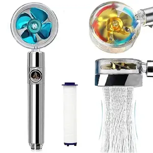Shower Head 360 Degree Rotation Water Saving Flow Turbofan Hydraulic Injection High Pressure Sprayer Bathroom Accessories