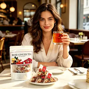 Rose & Ginger Herbal Tea, 12 Bags.With Brown Sugar, Red Ginseng, Goji Berry & Licorice.Caffeine Free.A Sweet, Spicy, and Slightly Earthy Blend That Tastes Like a Treat but Has No Added Sugars from Artificial Sources.