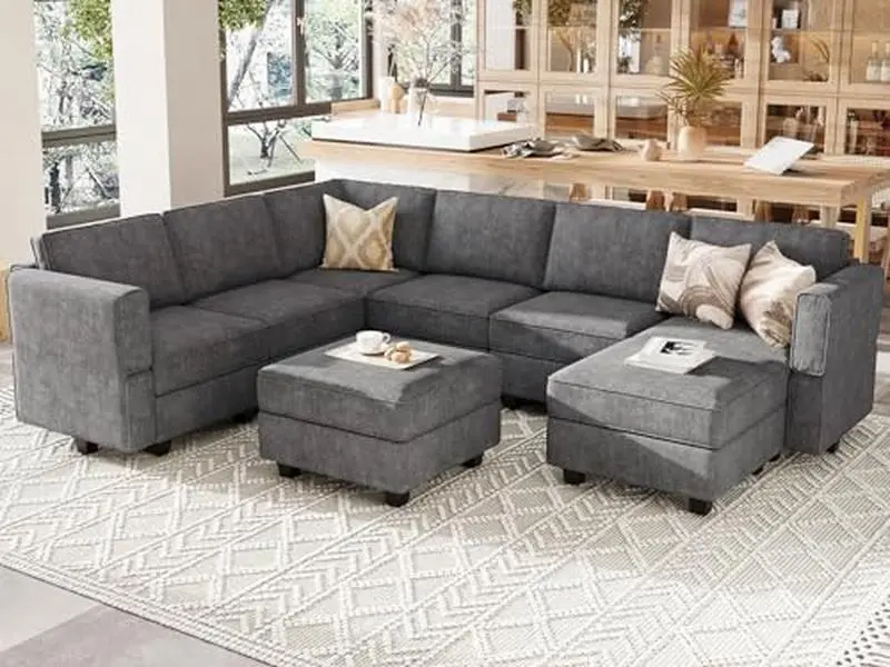 Belffin Oversized Modular Sectional Sofa U Shaped Couch Set with Storage Seat Convertible Large Couch U Shape Set