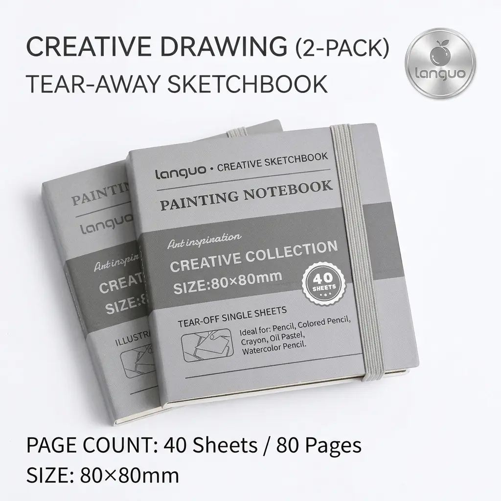 【Mega Deal】 Buy 1 Get 1 Free Languo Doodling Break Sketch Pad Set, 2-Pack Stress Relief Tearable Art Books, Quick Sketching Supplies Stress Relief Drawing Book, Premium Paper Sketchbook for Quick Sketches, Casual Art Supplies journal style notebook