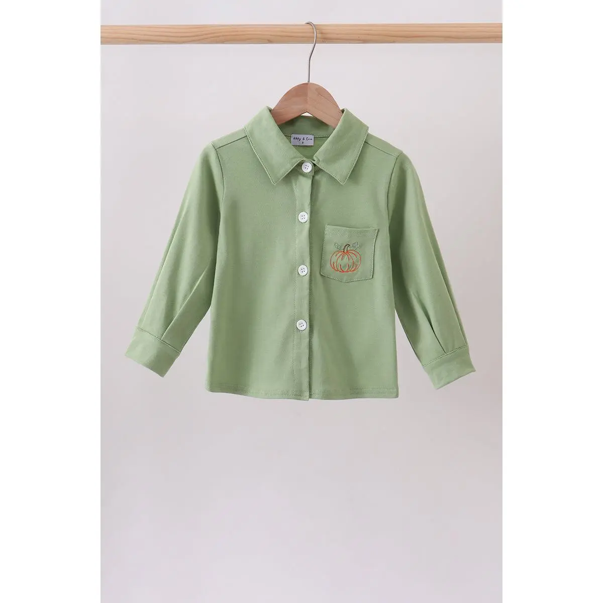 Sage Pumpkin Embroidered Button Down Shirt