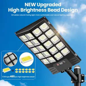 2 Pack 16" Large Solar Street Lights Outdoor Waterproof - Solar Powered Security Parking Lot Light Dusk to Dawn 60000LM,Motion Sensor Commercial LED Solar Flood Lights Remote Control for Outside Yard