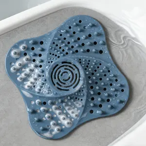 1PC Plastic Drain Filter with Handle for Sink & Drain, Hair Catcher, Anti-Movement Suction Cup, Anti-Odor Mat, Drain Protector