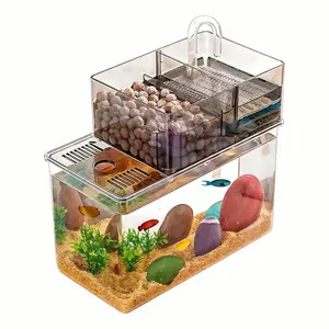 Small fish tank with filter, self-cleaning betta fish tank, with bottom suction silent water pump