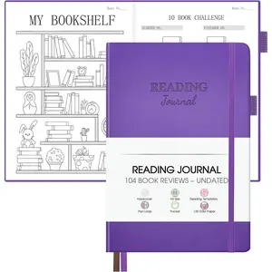 Reading Journal with 104 Book Reviews, Book Journal for Book Lovers & Readers - Book Reviews & Reading  & Reading List Challenge, Reading Log Notebook Gift, A5, Purple