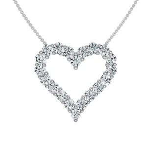 1Ct Diamond Heart Pendant 14k Gold Lab Grown 3/4" Tall Necklace