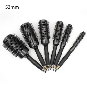 Pro Ceramic Round Brush – Black Aluminum Barrel Blowout Styling Comb for Volume & Smooth Finish