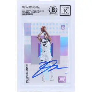 Donovan Mitchell Utah Jazz Autographed 2017-18 Panini Status #122 Beckett Fanatics Witnessed Authenticated 10 Rookie Card - Fanatics Authentic Certified
