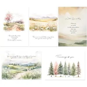 Sympathy Cards with Envelopes, Watercolor landscape Design Sympathy Cards Set of 20, Condolence Card with Matching Peel-and-Seal Rustic Envelopes, Each Card Comes with Heartfelt Condolences